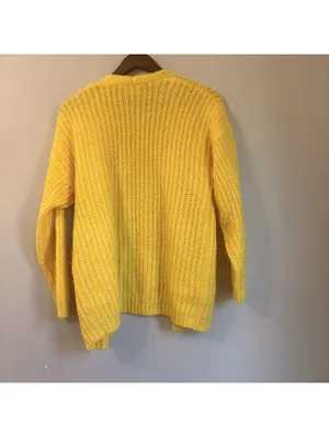 ASOS Chunky-Knit Cardigan - Size US 0 (UK 4) - Bright Yellow - Button-Down thumbnail 3