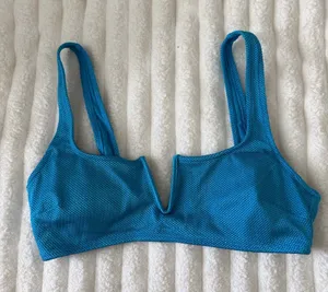 aerie Teal Blue V-Notch Swim Bikini Top thumbnail 1