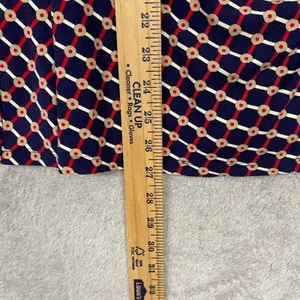 Talbots‎ Shirt Womens Large Blue Red V Neck Pullover Ruched Knit Stretch Classic thumbnail 4