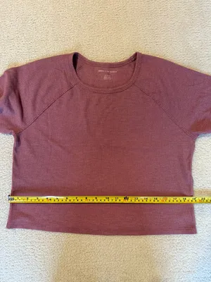 American Eagle Dusty Rose Waffle Knit Crop Tee Pink Size XL thumbnail 4