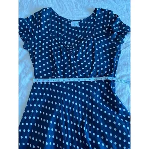 Compania Fantastica Spanish Navy White Polka Dot Indie Mini Dress Size Medium thumbnail 10
