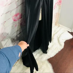 LA FEMME Plunge Neck A-line black high front slit Gown thumbnail 10