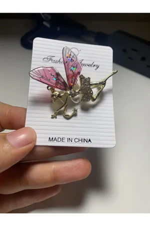 Cute New B.J. Golden Crystal Fairy Angel With Sparkly Acrylic Wings Pin Brooch thumbnail 7
