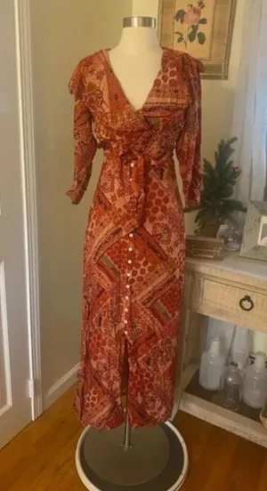 Free People Lennon Dress in Red Size Small NWT $168 thumbnail 4
