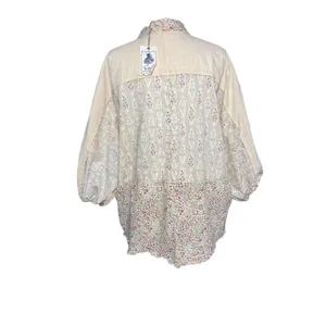 NWT EASEL Women’s Boho Mixed Floral Print Patchwork Button Up Shirt thumbnail 7