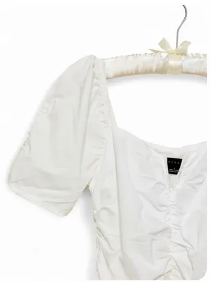 Anthropologie Sanctuary Women’s Puff Sleeve Shirred Poplin Ruched Dress Size 4 thumbnail 7