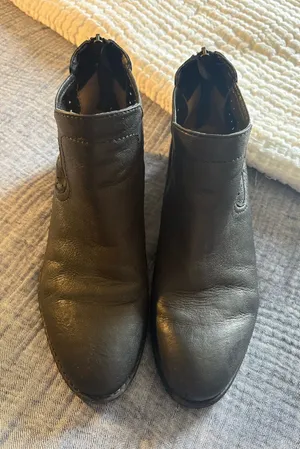 Comfortiva Black Leather Ankle Booties - Minimalist Zip Back thumbnail 1