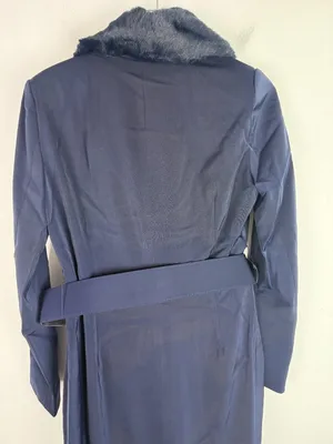 NWOT Naked Wardrobe The Statement Trench Coat Belted Navy Blue Size Small S NEW thumbnail 10
