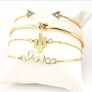 Boutique Gold Stacking Arrow Cactus‎ Bracelet Set (4) thumbnail 2