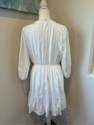 Knox Rose White Cotton Eyelet Midi Dress Small thumbnail 2