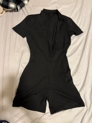 Black short sleeve romper thumbnail 1