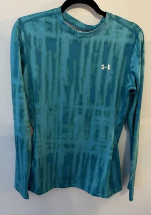 Under Armour Cold Gear Fitted Fleece Lined Long Sleeve Top Womens Large Tie Dye thumbnail 1