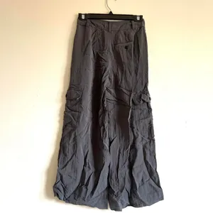 Madewell the petite harlow wide-leg cargo pant size 00P gray viscose thumbnail 4