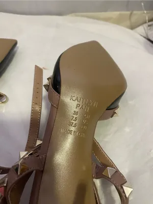 Kaitlyn Black Patent Pointed-Toe Studded Slingback Heels with Nude Straps thumbnail 4