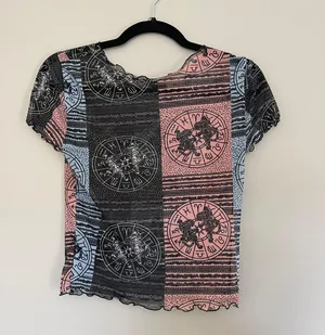 Urban Outfitters Print Pattern Sheer Tee Shirt M thumbnail 4