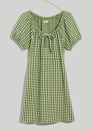 Madewell Jacquard Puff Sleeve Mini Dress in Gingham thumbnail 1