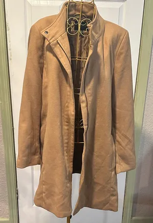 Banana Republic Classic Tan pea Coat collared and zipped thumbnail 1
