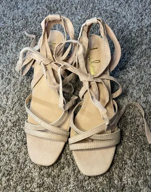 Lulus Nude Strappy Wraparound Heels – Size 7.5 thumbnail 1