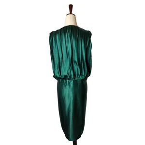 Reem by Reem Acra Silk Dress Women 14 Emerald Green Draped Tulip Wrap Cocktail thumbnail 3