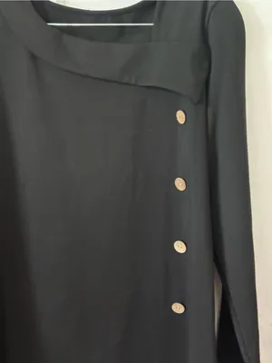 Classic Black Long-Sleeve Top with Asymmetric Button Detail thumbnail 2