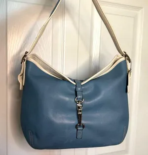 Vintage Y2k COACH Hampton Clip Blue Hobo Shoulder Bag thumbnail 1