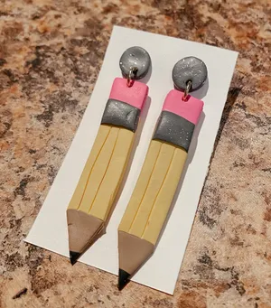 Handmade Clay Pencil Earrings thumbnail 1
