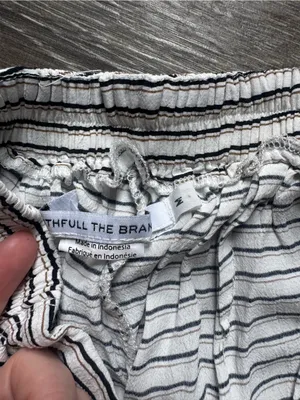 Faithfull The Brand Striped Wide-Leg Capri Pants in Navy and White M thumbnail 3