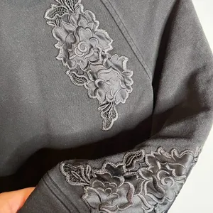 Lululemon Black Floral Embroidered To You Long Sweatshirt thumbnail 3