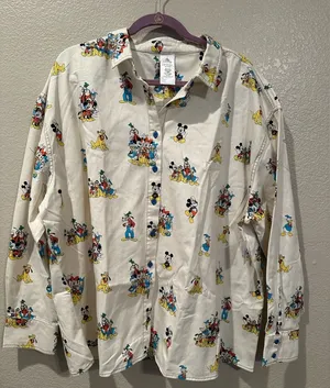 NWT Disney Parks Mickey and Friends Long Sleeve Button Down S thumbnail 1