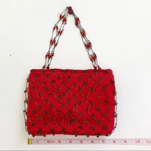 Eye Ful Bag Handbag Purse Red Metal Beaded Party Dressy Small Handbag NEW thumbnail 12