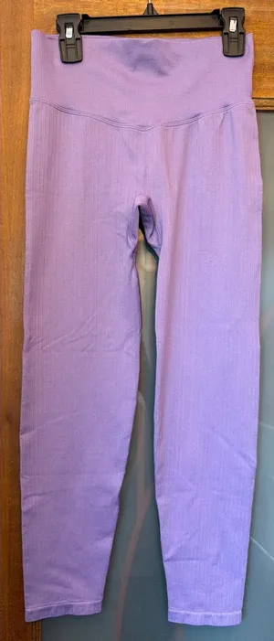 PINK Victoria’s Secret Active Seamless Ribbed High Waisted Leggings Lavender thumbnail 1