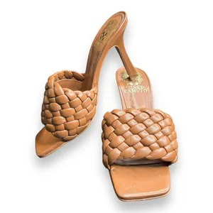 Vince Camuto‎ Leather Quilted Heeled Sandals Brinela Brown Sz 5.5 thumbnail 5