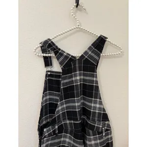 Hot Topic Plaid Overalls Size Medium Black White Academia Grunge Punk Goth thumbnail 8