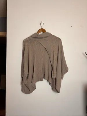 FP Beach Free People Tan/Brown “World Traveler” Cowl Neck Open Back Pullover thumbnail 9