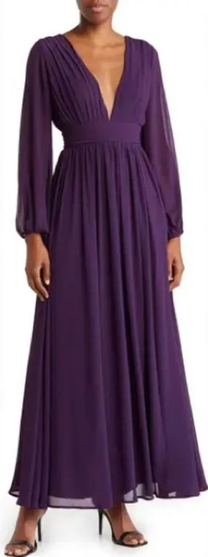 Love by Design NWOT Iris Plunge Neck Long Sleeve Maxi Dress size Large thumbnail 1