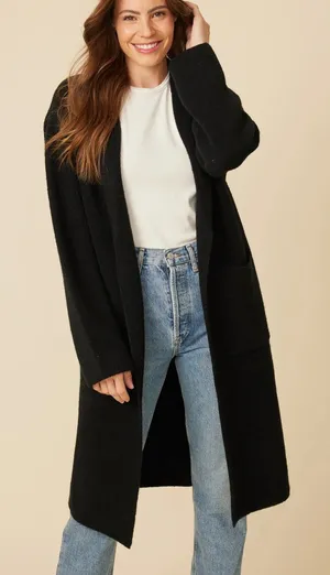 Revolve One Grey Day midi calf long knit duster size small oversized black NWOT thumbnail 1