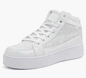 Sparkly White Platform High Top Shoes Size 8 thumbnail 1