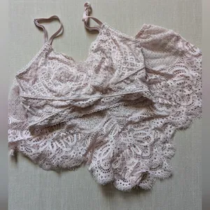 Victoria's Secret Pink Lace Pajama Set thumbnail 3