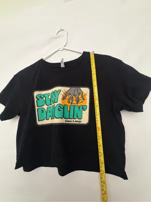 AS Colour Womens Small Stay Danglin Graphic Crop Top T Shirt Black Cotton(A930) thumbnail 5