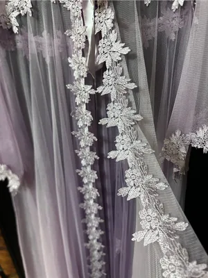Embroidered Sheer Lace Robe in Light Lavender - Elegant Layering M thumbnail 15