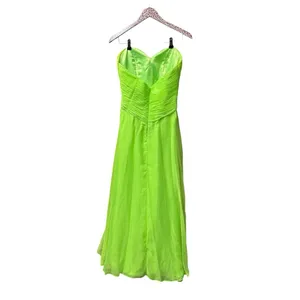 Mac Duggal Strapless Bedazzled Sparkle Long Chiffon Gown Dress Neon Green 10 thumbnail 2