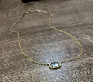 Kendra Scott gold Light Blue Elisa Pendant Necklace thumbnail 1