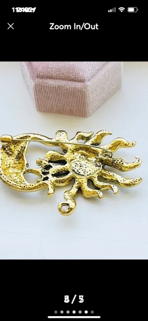 Anthropologie Celestial Sun & Moon Brooch thumbnail 4