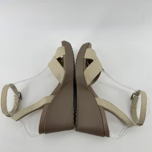 Crocs Leigh II Cross Strap Ankle Wedge Sandal Beige Khaki Women 8 Strappy New thumbnail 6