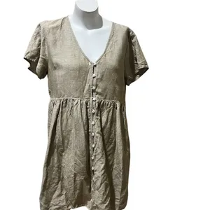 Madewell Women's Brown Button-Front Mini Dress Size M Casual Short Sleeve thumbnail 2