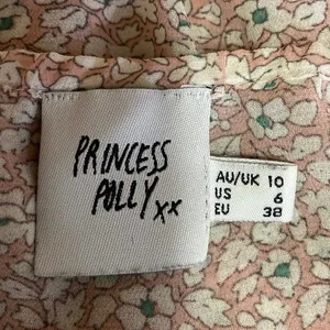 Princess Polly Pink Floral V Neck Tie Front Long Sleeve Peplum Crop Top Size 6 thumbnail 3