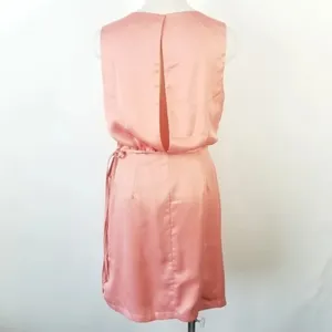ONE ONE SIX Peach‎ Pink Satin Surplice Dress L thumbnail 6