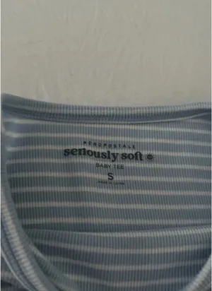 Aeropostale blue long sleeve with small white stripes thumbnail 2