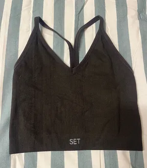 Set Active Brown Ribbed Tank Top thumbnail 1