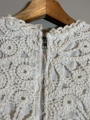 Aqua Crochet Mini Dress Women's XXS White Bridal Bachelorette Cocktail Party NWT thumbnail 13